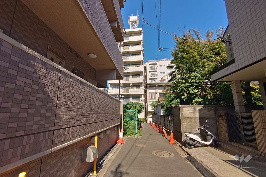 敷地東側の前面道路（南側から）