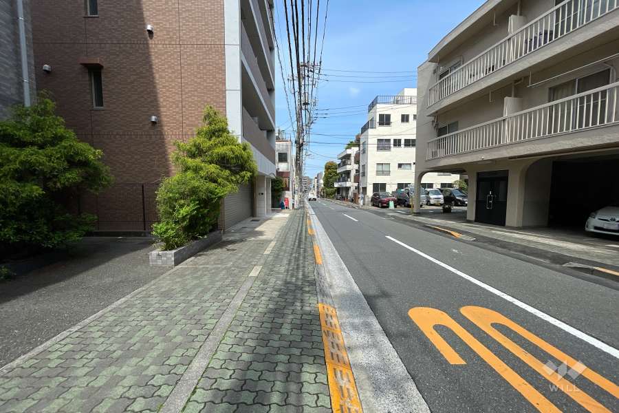 敷地北東側の前面道路（南東側から）