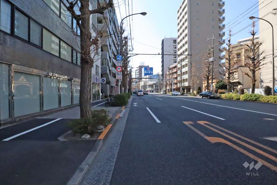 敷地北西側の前面道路（南西側から）