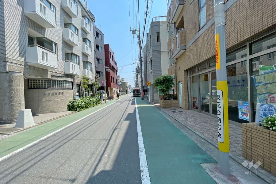 敷地北側の前面道路（西側から）
