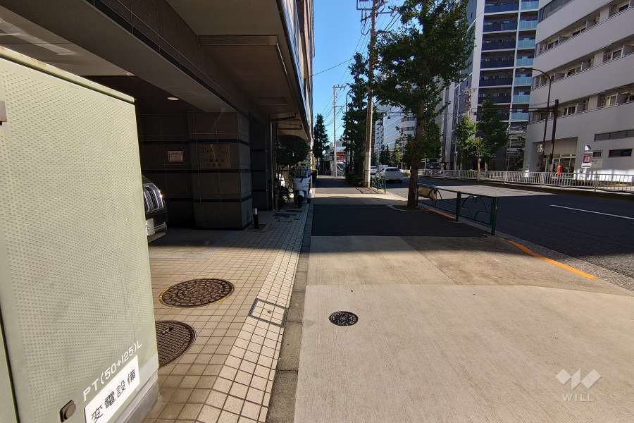 敷地の南側前面道路（西側から）