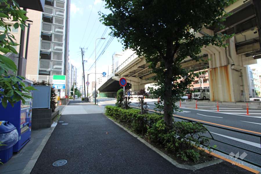敷地北西側の前面道路（北東側から）