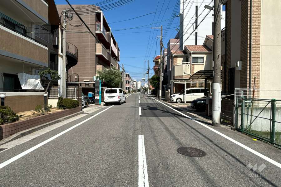 敷地南西側の前面道路(西側から)