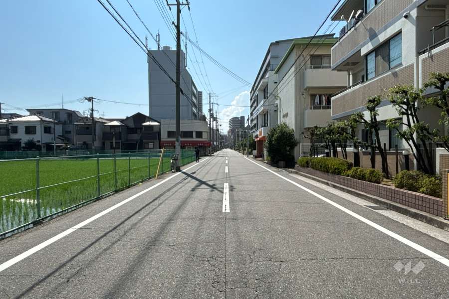 敷地南西側の前面道路(東側から)