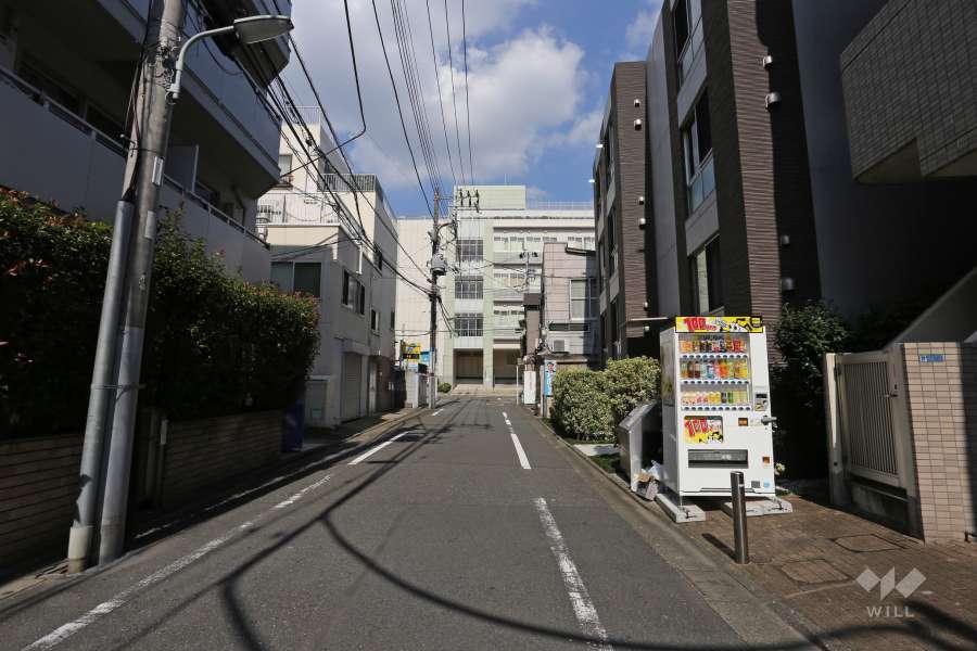 敷地北西側の前面道路（南西側から）