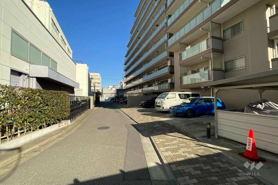 敷地の南側前面道路（東側から）