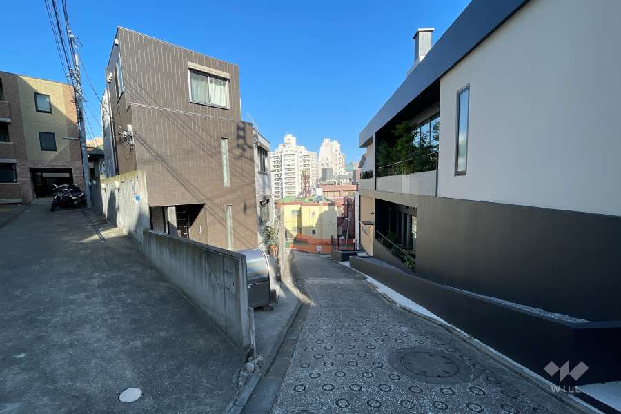 敷地西側の前面道路（北側から）