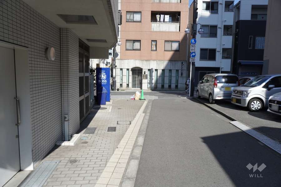 敷地南側の前面道路（西側から）