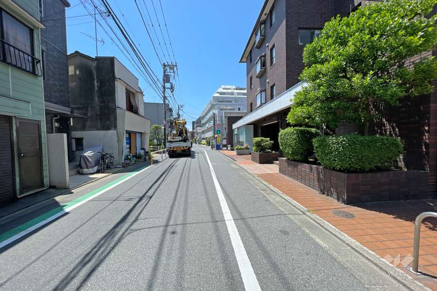 敷地東側の前面道路（北側から）