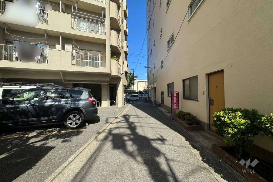 敷地東側の前面道路（南側から）