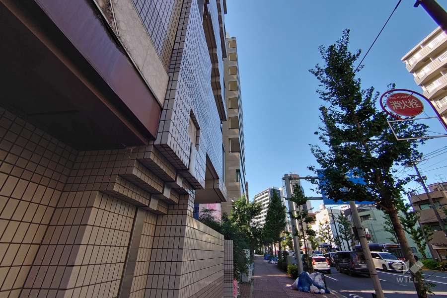 敷地北西側の前面道路（北東側から）