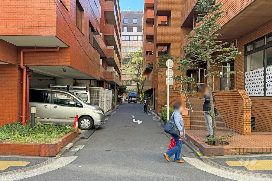 敷地西側の前面道路（北側から）