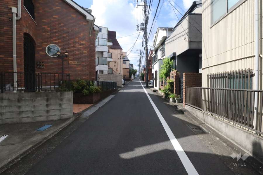 敷地北西側の前面道路(南西側から)