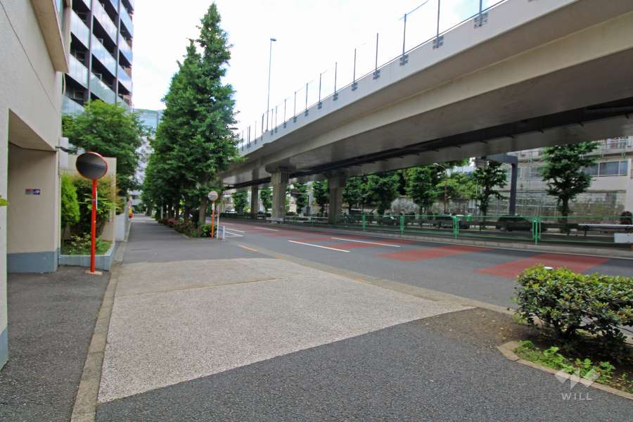 敷地西側の前面道路
