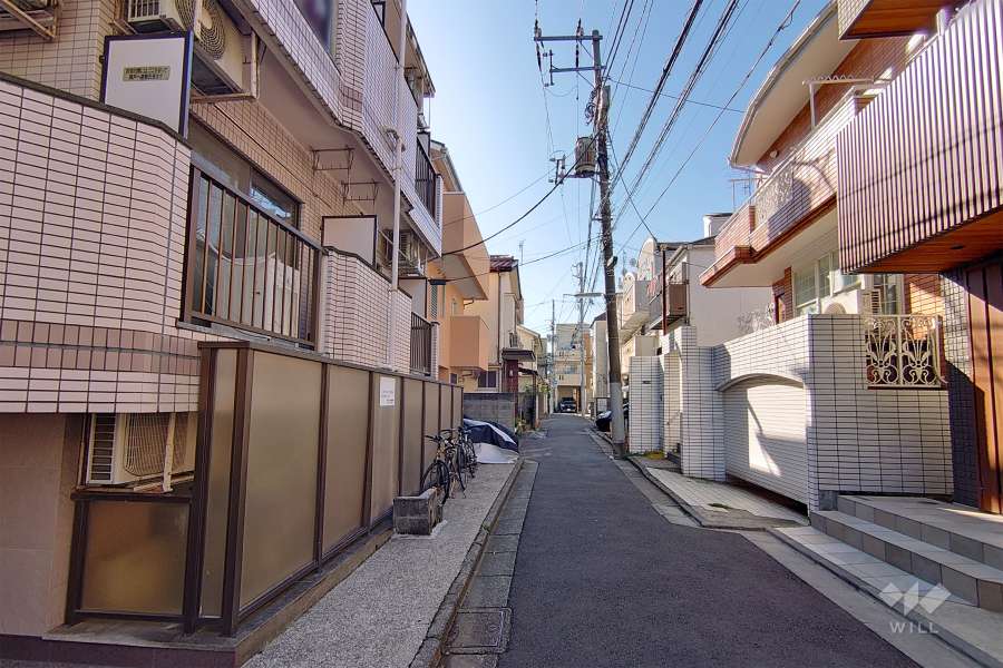 敷地の西側前面道路（北側から）