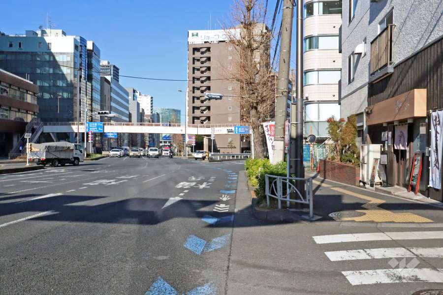 敷地の西側道路は国道1号線です(南側から)。