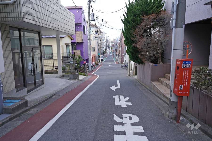 敷地西側の前面道路（南側から）