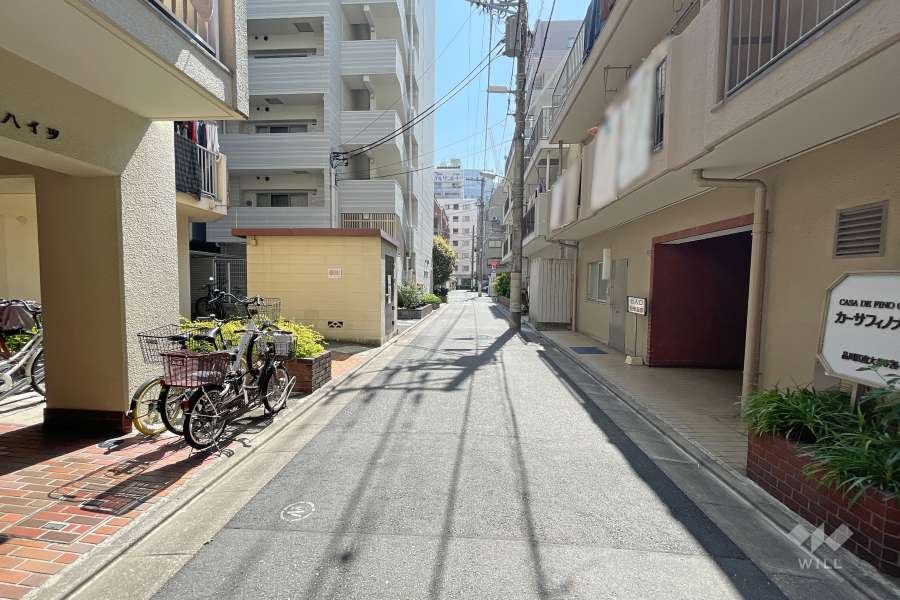 敷地西側の前面道路