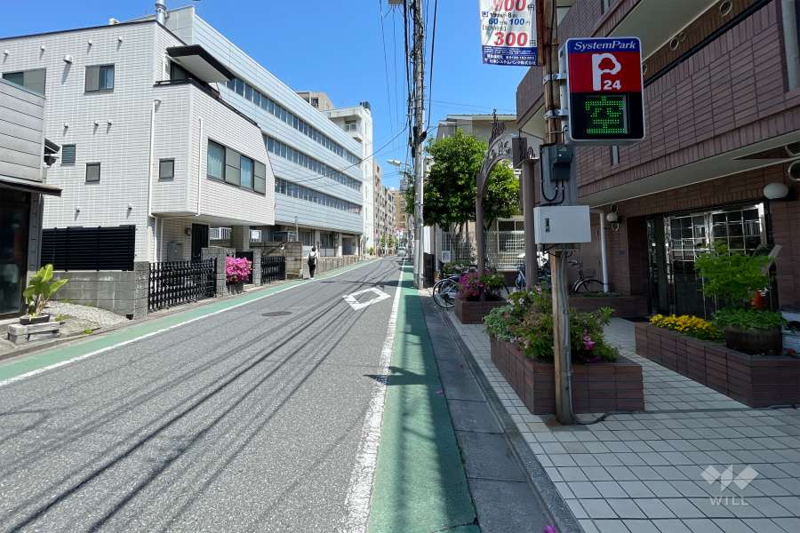 敷地西側の前面道路（南側から）