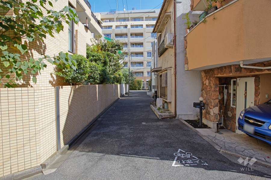 敷地南側の前面道路（西側から）