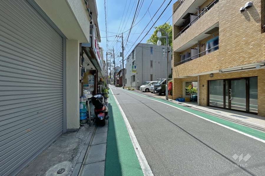 敷地東側の前面道路（北側から）