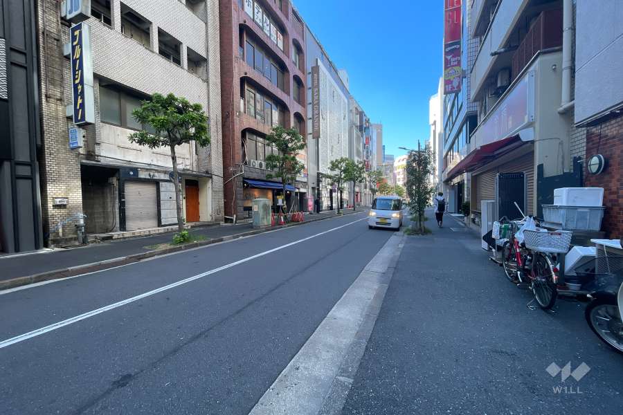 敷地南側の前面道路（西側から）