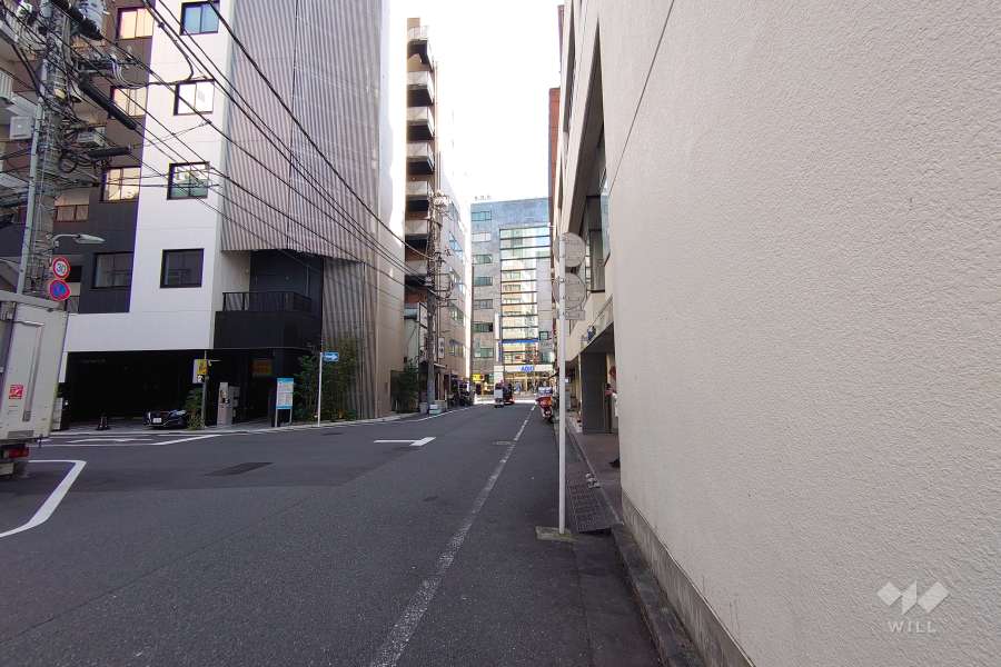 敷地北側の前面道路（西側から）