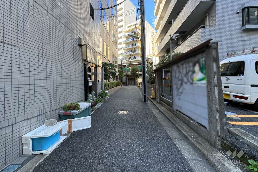 敷地の西側前面道路（南側から）