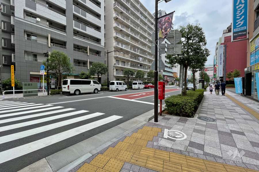敷地南側の前面道路（西側から）