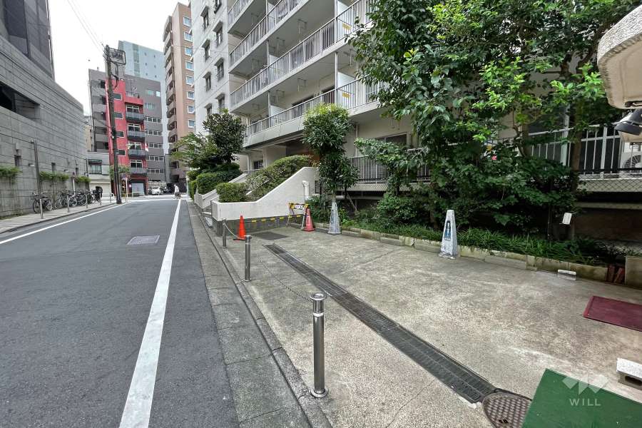 敷地東側の前面道路（北側から）