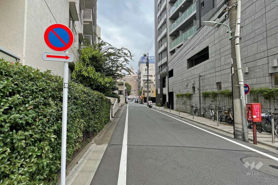 敷地東側の前面道路（南側から）