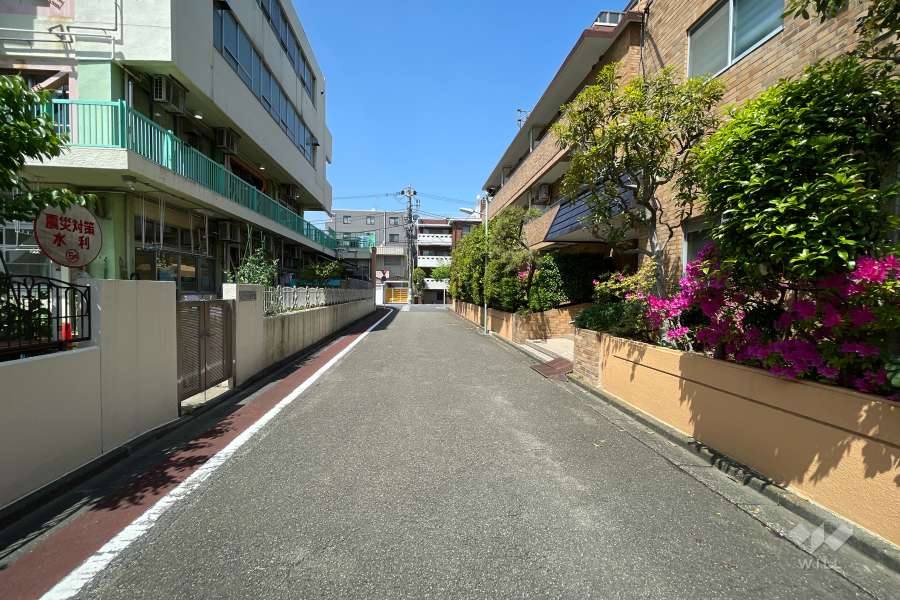 敷地西側の前面道路