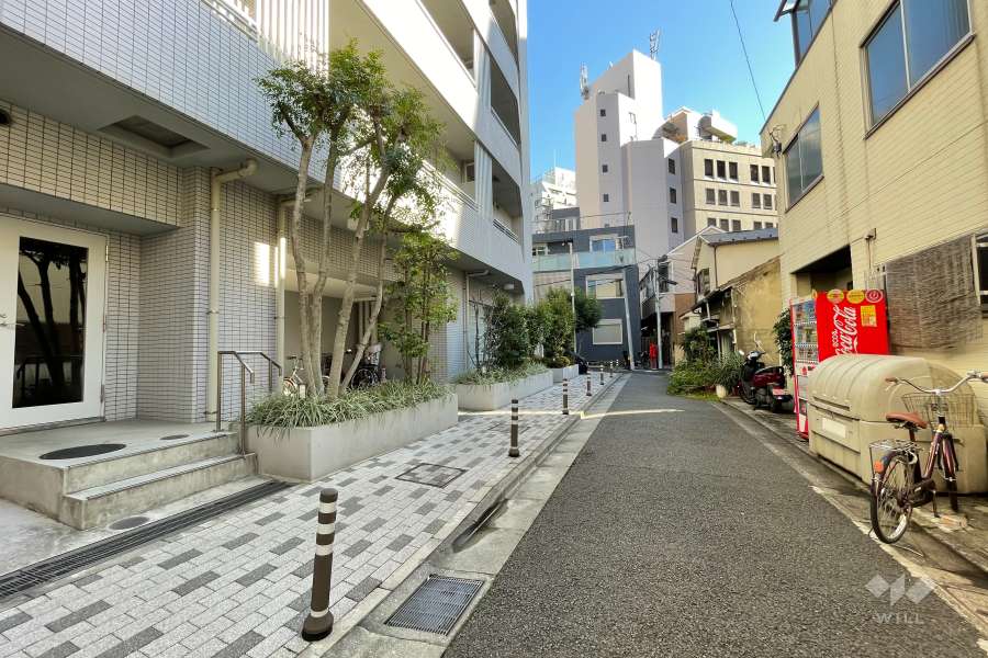 敷地の南西側前面道路（北西側から）