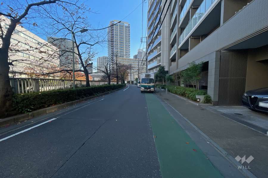 敷地北東側の前面道路（北西側から）