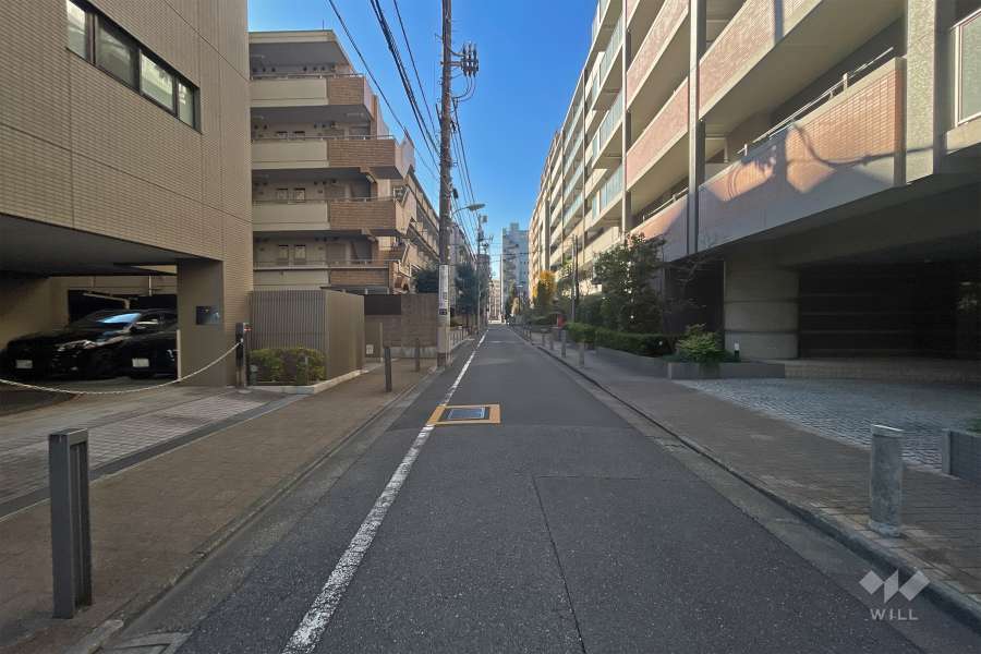 敷地北西側の前面道路（北東側から）