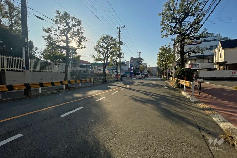 敷地東側の前面道路（北側から）