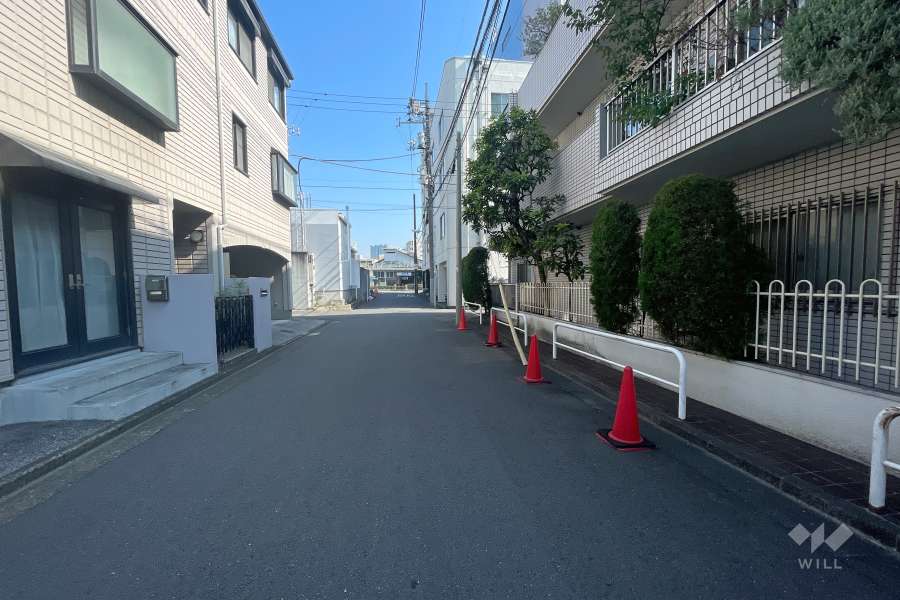 敷地北西側の前面道路（南西側から）