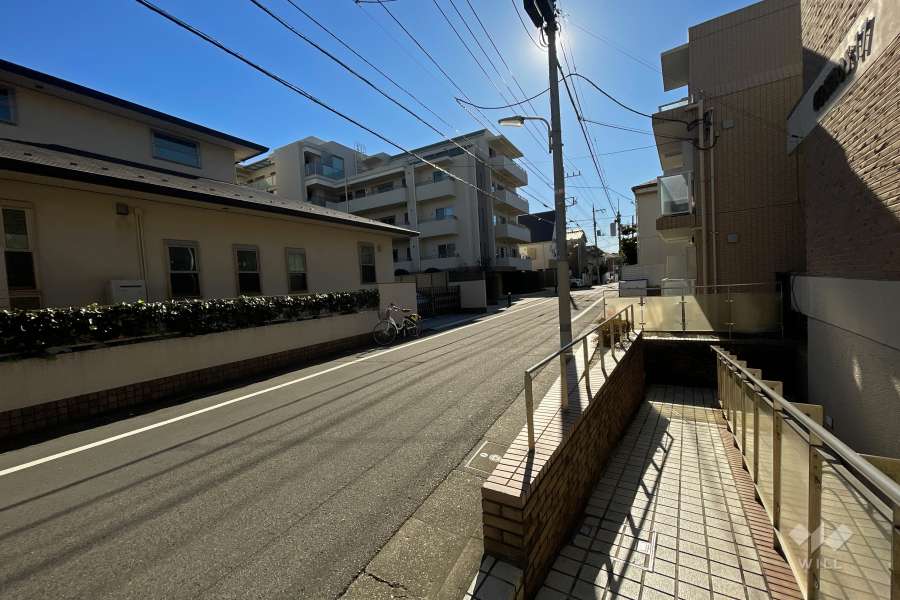 敷地東側の前面道路（北側から）