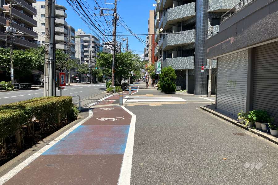 敷地西側の前面道路（南側から）