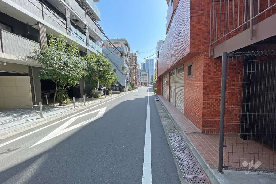 敷地北側の前面道路（西側から）