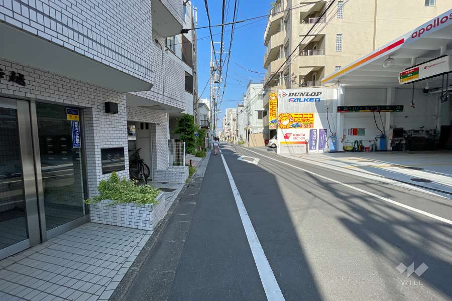 敷地の南側前面道路（西側から）