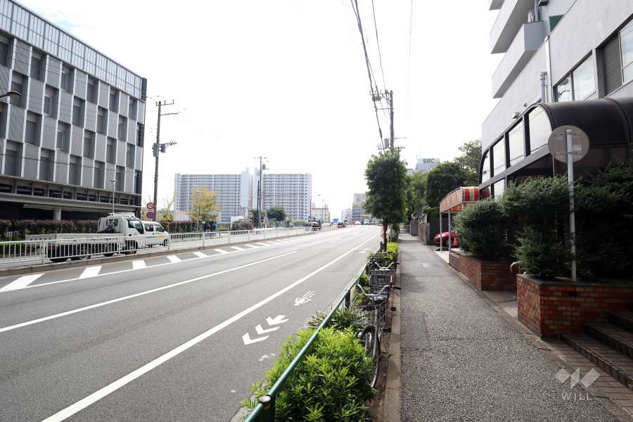 敷地東側の前面道路（北側から）