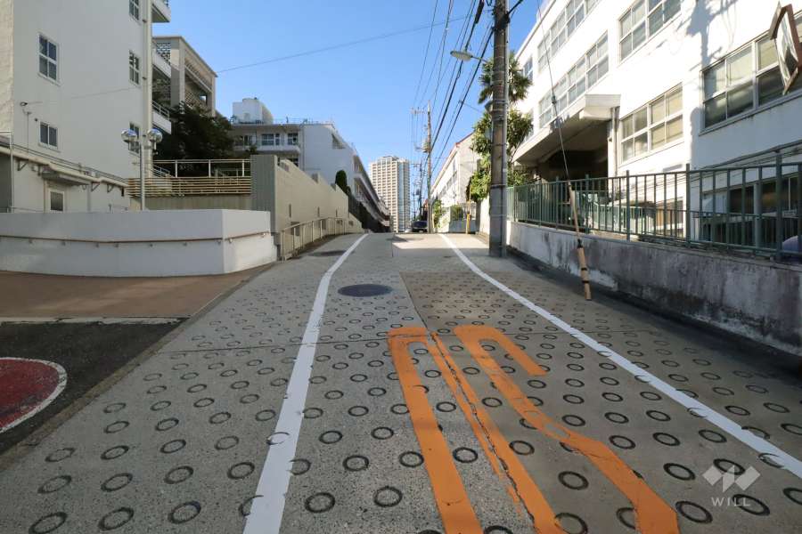 敷地北東側の前面道路(南東側から)