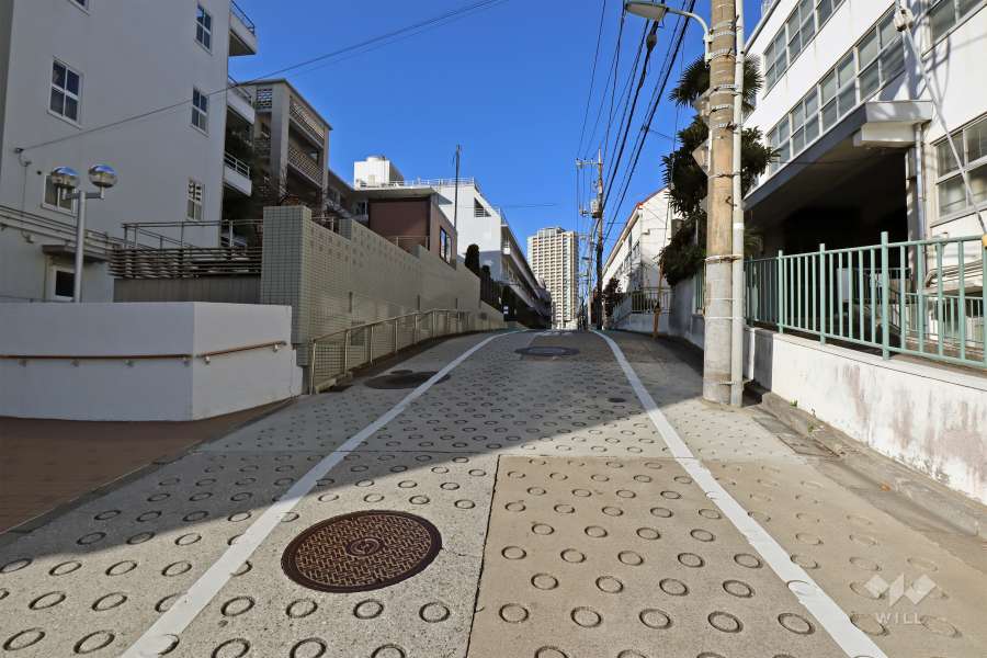 東側前面道路（南側から）