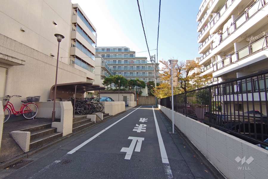敷地北西側の前面道路（北東側から）