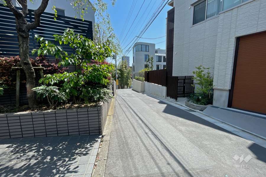 敷地西側の前面道路（北側から）