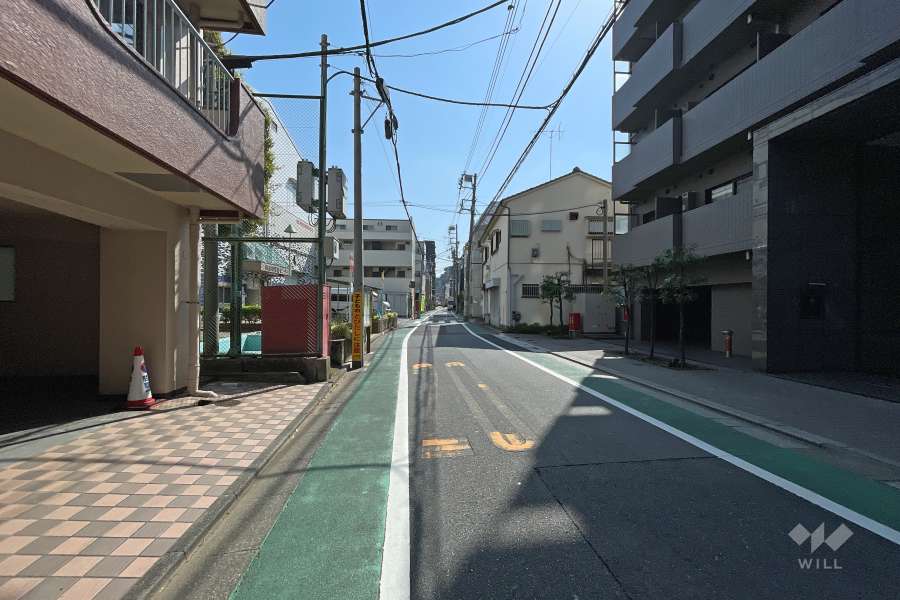 敷地南側の前面道路（西側から）