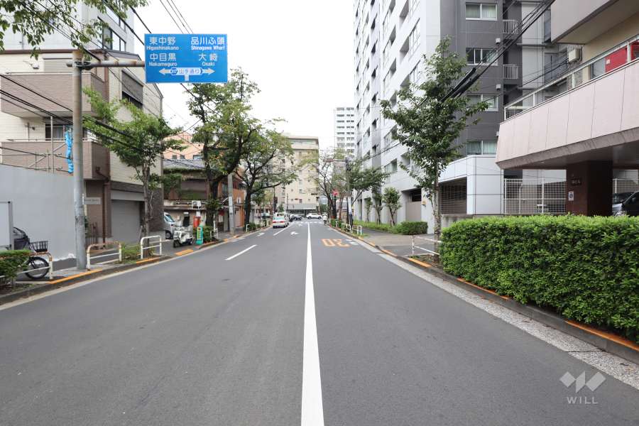 敷地北西側の前面道路(南西側から)