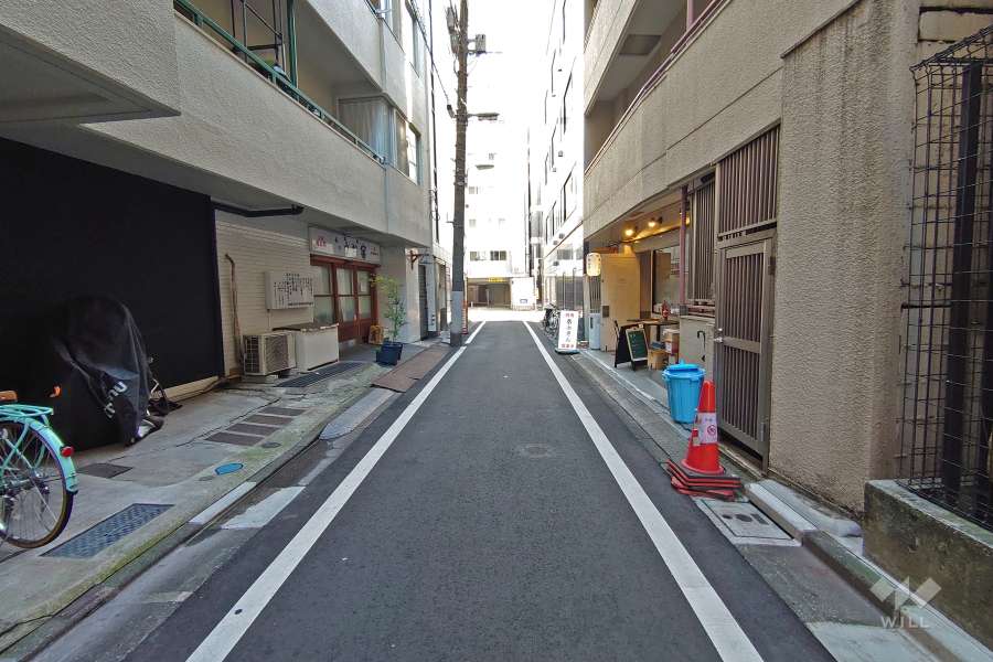 敷地南側の前面道路（西側から）