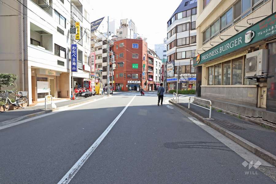 敷地東側の前面道路（北側から）